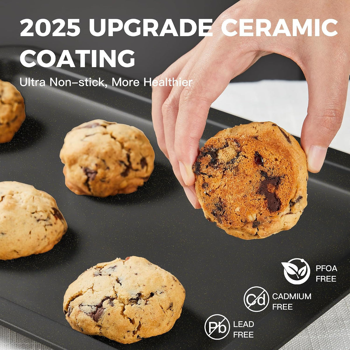 HONGBAKE Ceramic Baking Sheet Pan Set of 3, Easy to Grab, Non-Toxic