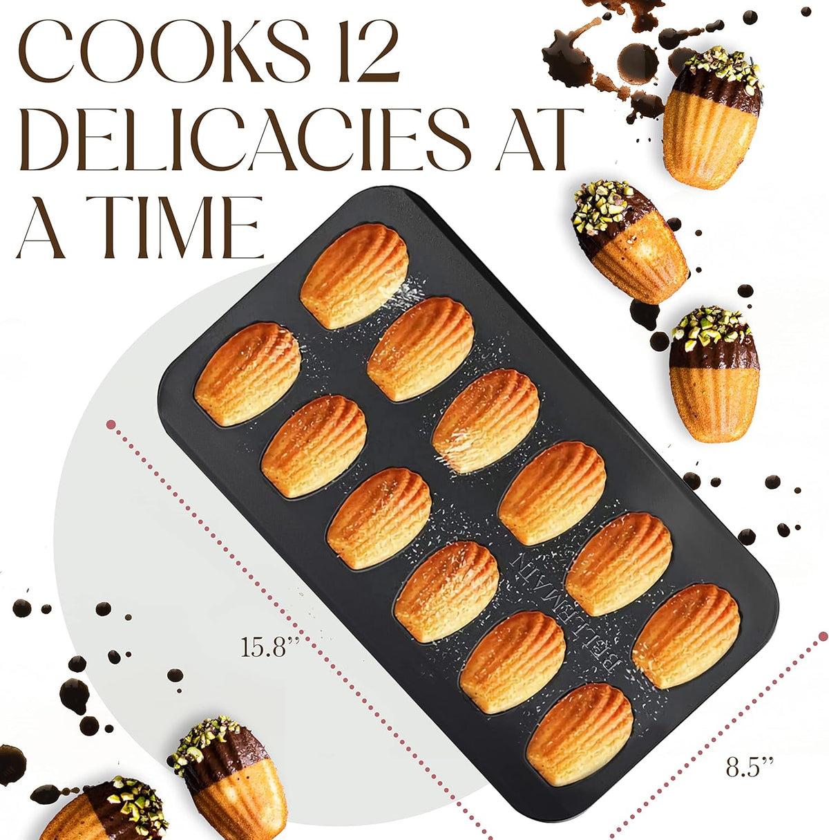 Bellemain Nonstick Madeleine Pans, 12-Cavity Carbon Steel, 2-Pack