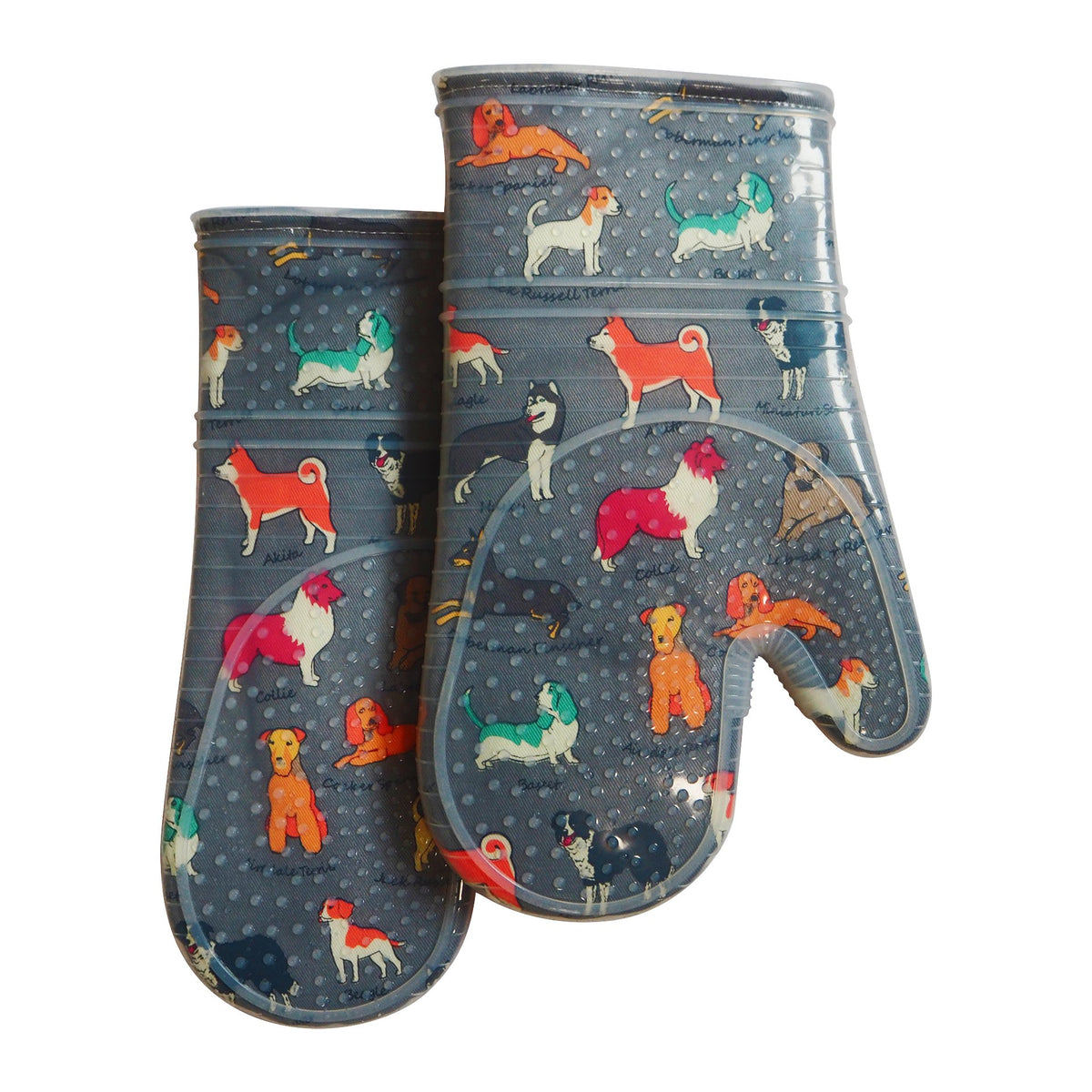 Oven Mitts with Transparent Clear Silicone Shell and Nice Friut Flower Printing