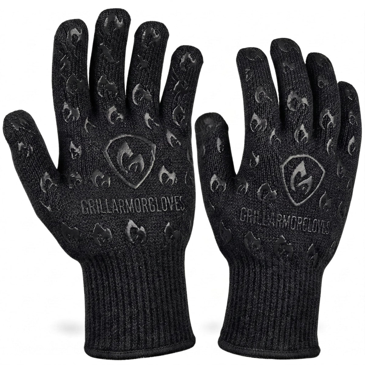 Oven Gloves with Fingers - 932°F Extreme Heat Proof and Cut Resistant Mitts for Kitchen, BBQ, Grill, Baking, Fire Pit - EN407 Certified with Non-Slip Silicone Grip and Cotton Lined for Comfort