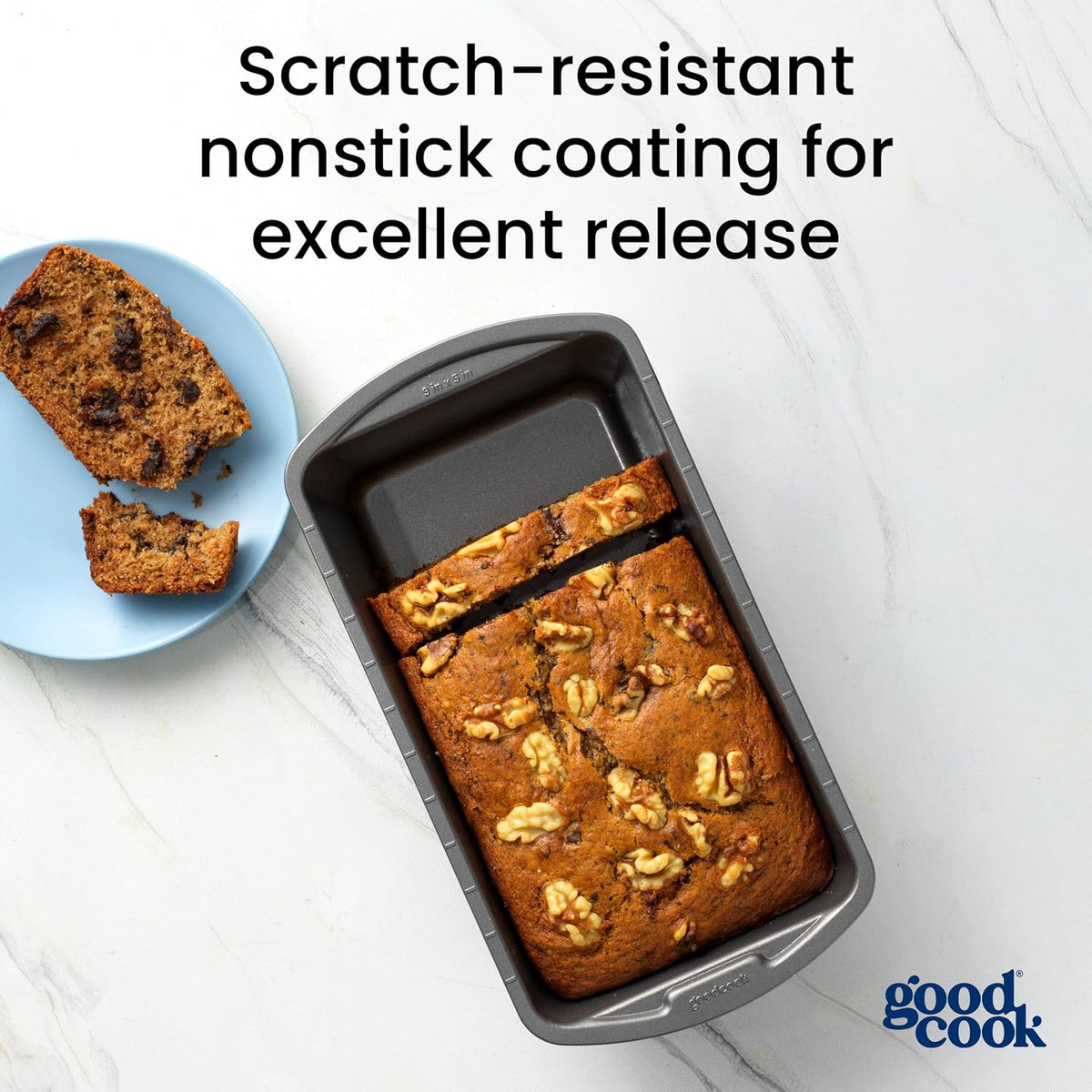 GoodCook Nonstick Loaf Pan Heavy-Duty Steel Bakeware with Easy-Clean Non-Stick Coating, Oven & Dishwasher Safe Pan, 9 x 5-Inch, Gray