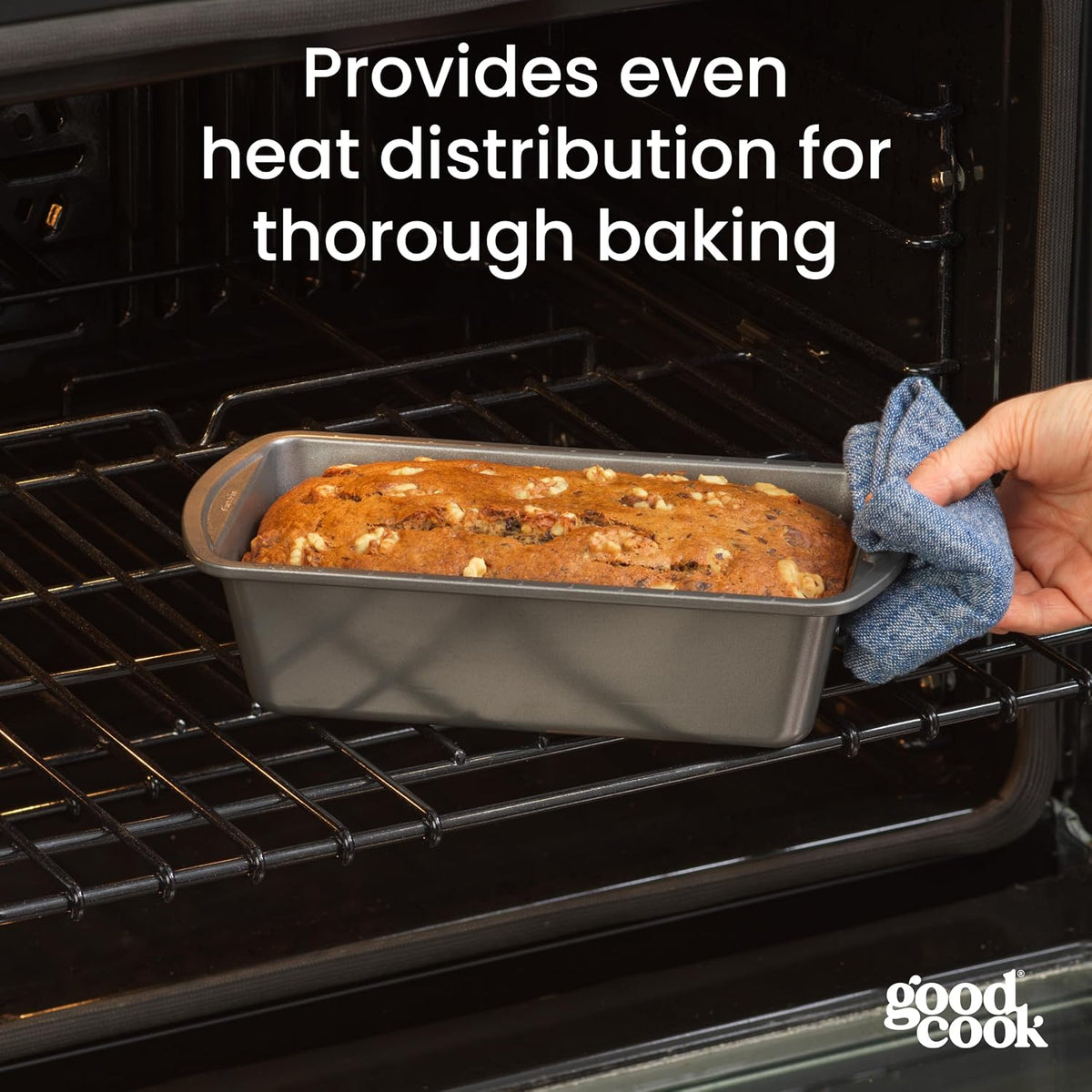 GoodCook Nonstick Loaf Pan Heavy-Duty Steel Bakeware with Easy-Clean Non-Stick Coating, Oven & Dishwasher Safe Pan, 9 x 5-Inch, Gray