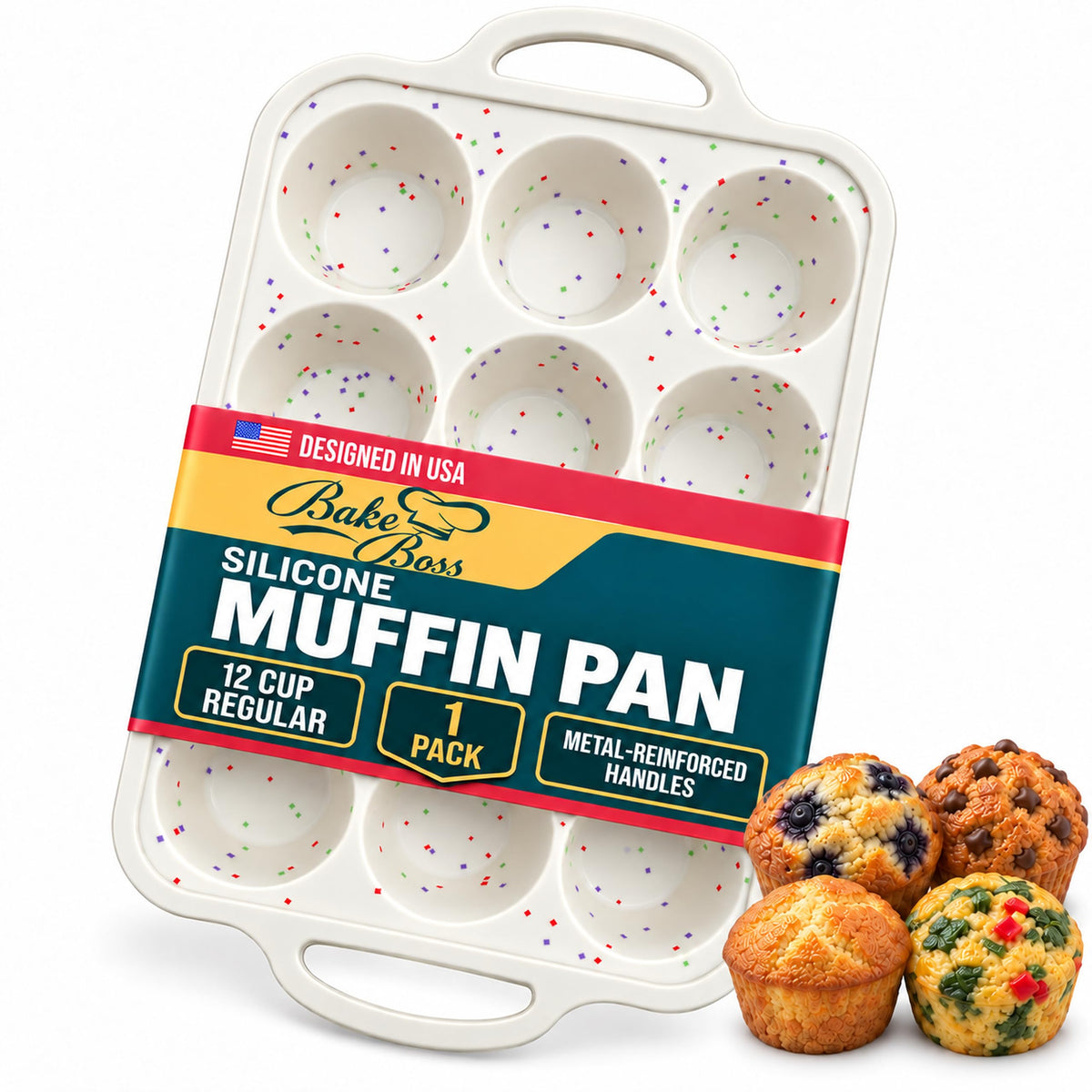 Silicone Muffin Pans, 2-Pack Regular 12 Cup & Mini 24 Cup, BPA-Free