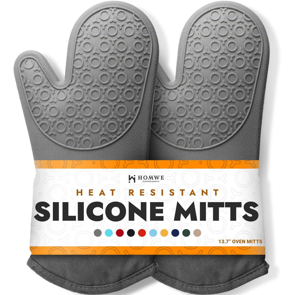 BPA-Free Soft Silicone Oven Mitts - Ultra Heat Resistant Oven Mitts with Thick Cotton Liner - Extra Long Slip Resistant Pot Holders, Flexible Oven Gloves