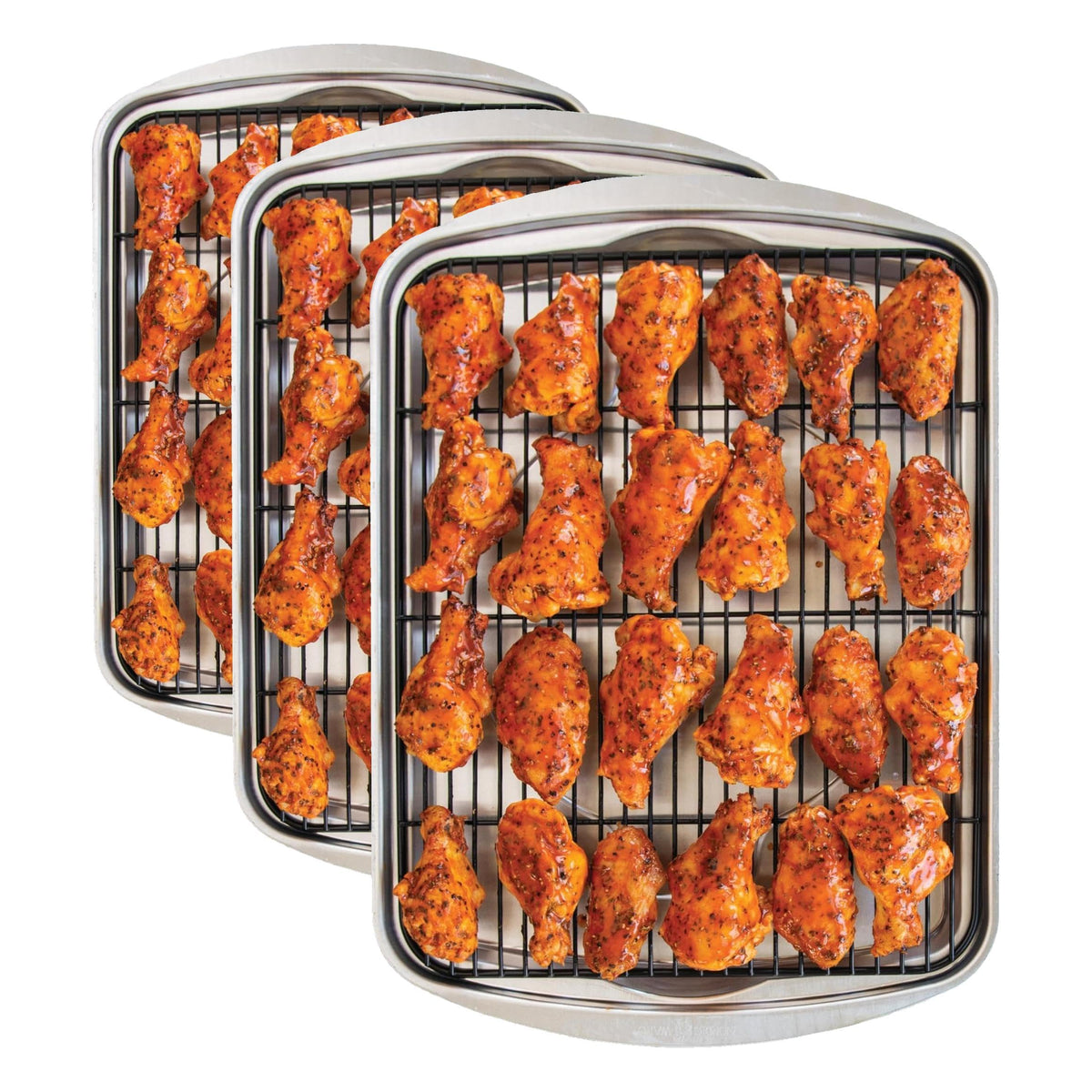 Nordic Ware Oven Crisp Baking Tray 2pc Set Includes Pan and Rack; Natural Aluminum For Air Frying, Crisping, Broiling, Baking; Cooking Surface 17 x 12 Inches