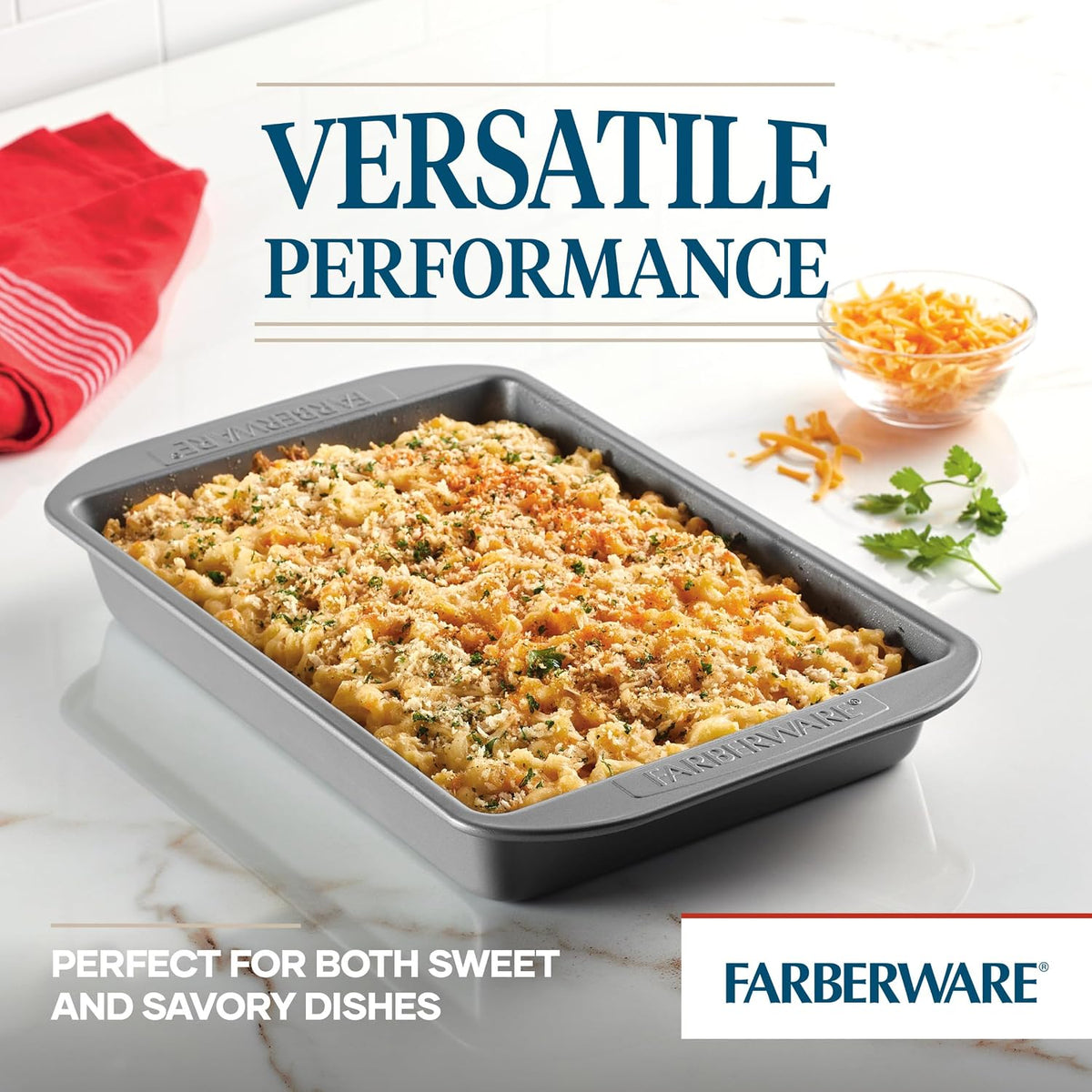 Farberware Nonstick Bakeware 9-Inch x 13-Inch Rectangular Cake Pan, Gray