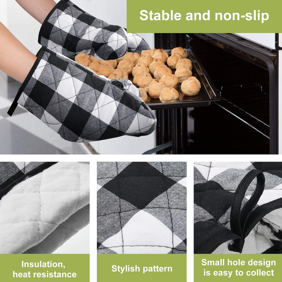 Patelai 7 Pieces Buffalo Check Dish Towels Pot Holders Oven Mitts Set