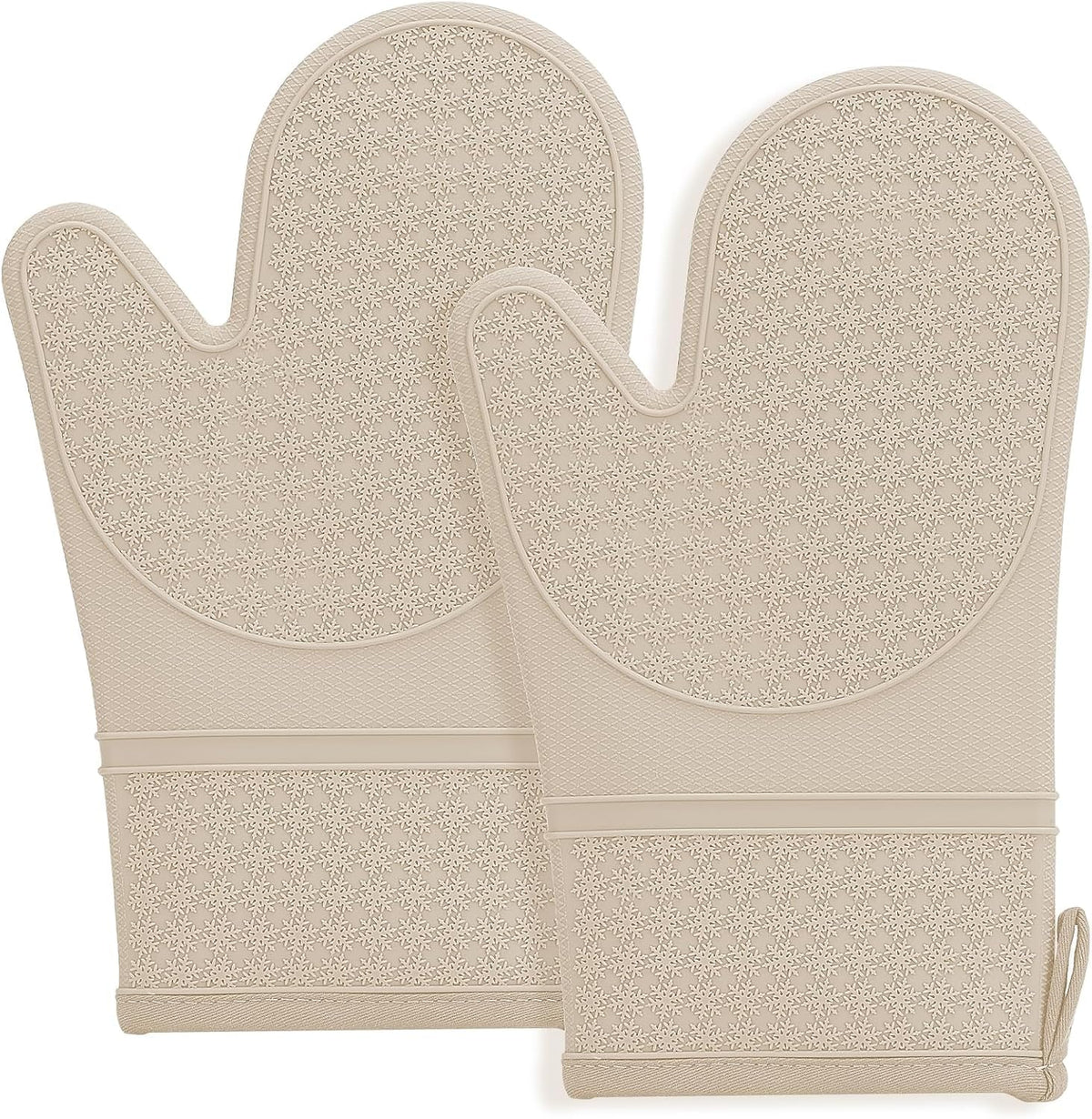 Hovico Silicone Oven Mitts, Heat Resistant 500F Kitchen Mitts 2PCS, 11.6" BPA-Free Soft Baking Gloves, Non-Slip Grip Oven Gloves with Soft Cotton Lining for Kitchen Cooking Baking BBQ - Black