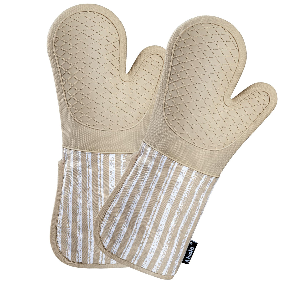 Alselo Silicone Oven Mitts Heat Resistant 932℉ with Waterproof & Non-Slip