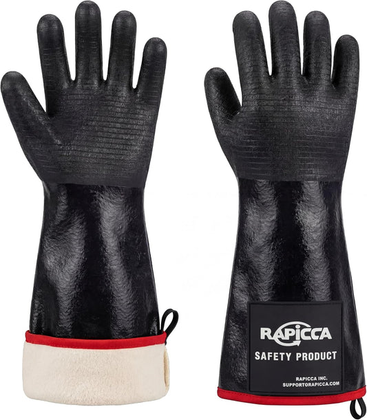 RAPICCA BBQ Grill Gloves, 932°F Heat Resistant Neoprene, 14 in XL