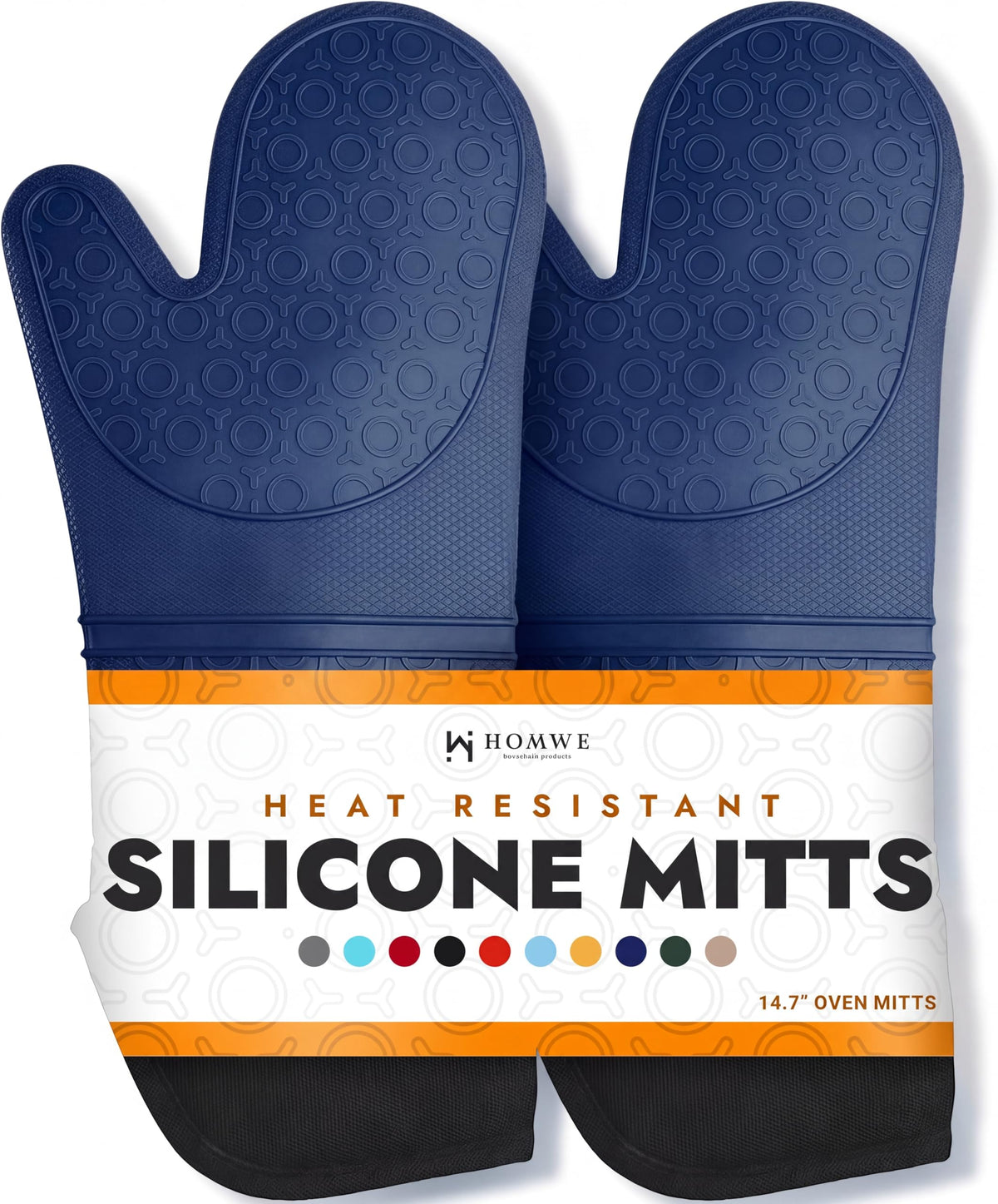 BPA-Free Soft Silicone Oven Mitts - Ultra Heat Resistant Oven Mitts with Thick Cotton Liner - Extra Long Slip Resistant Pot Holders, Flexible Oven Gloves