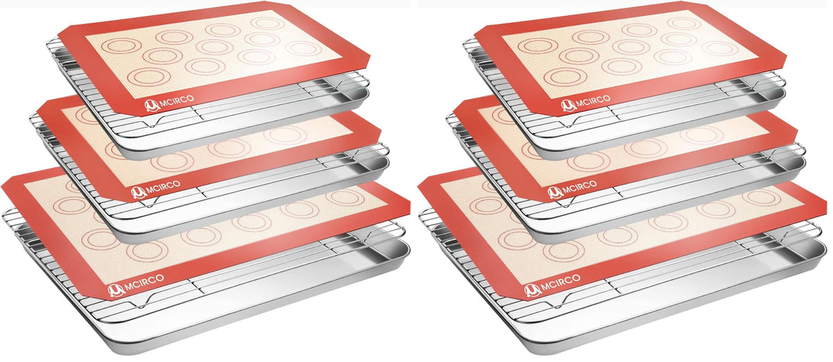 M MCIRCO Baking Sheet with Cooling Rack, Baking Mat Set, Set of 9