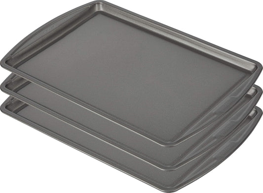 GoodCook Everyday Baking Sheet Set Nonstick Carbon Steel Standard-Sized Cookie Sheets for Even Baking, Bakeware Set Includes 3 Pans with Scratch-Resistant Finish, 13x9-Inch, Gray