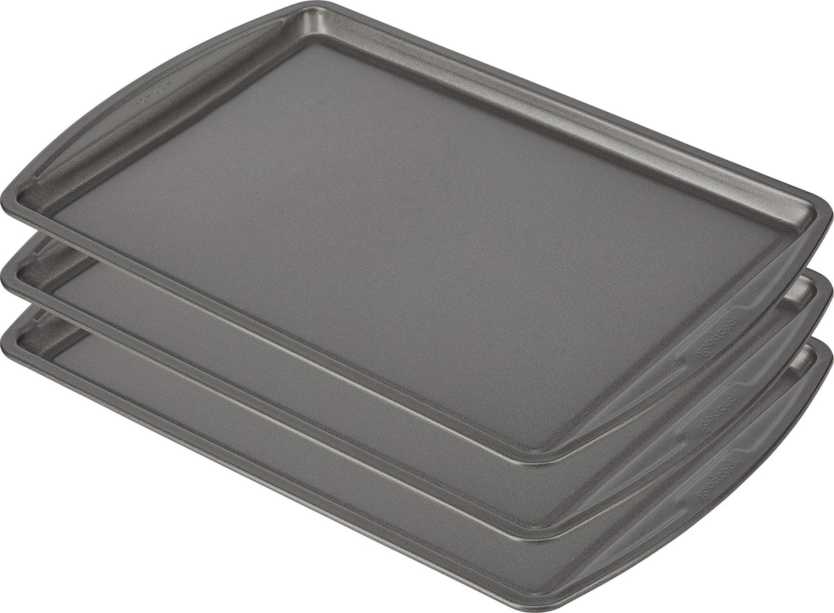 GoodCook Everyday Toaster Oven Mini Baking Sheets Set of 2 Set of 2 Heavy-Gauge Steel Baking Pans with Scratch-Resistant Nonstick, 9 x 6.2-Inch, Gray