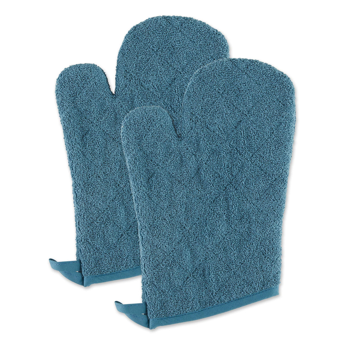 DII Basic Terry Collection 100% Cotton Quilted, Oven Mitt, Nautical Blue, 2 Piece