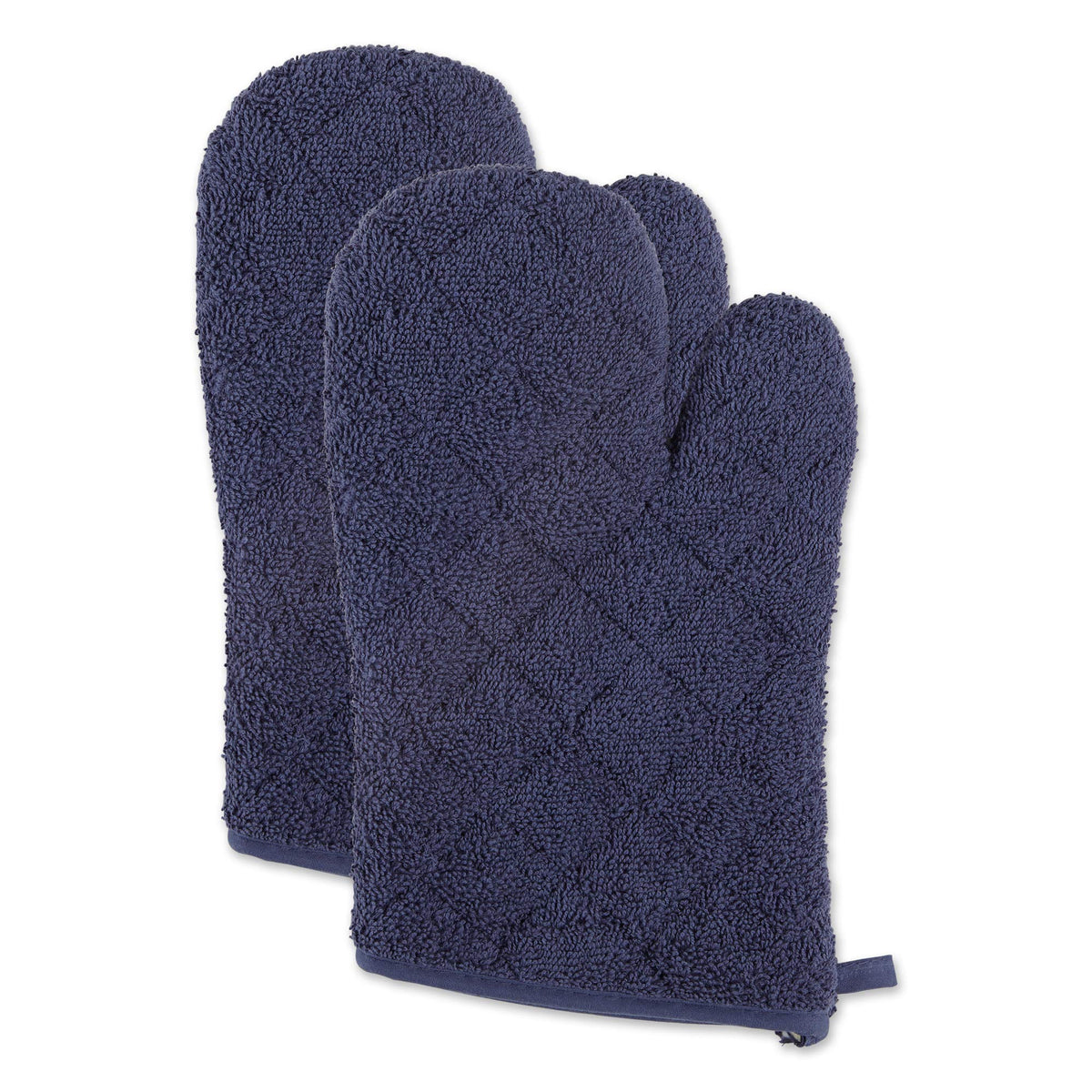 DII Basic Terry Collection 100% Cotton Quilted, Oven Mitt, Nautical Blue, 2 Piece