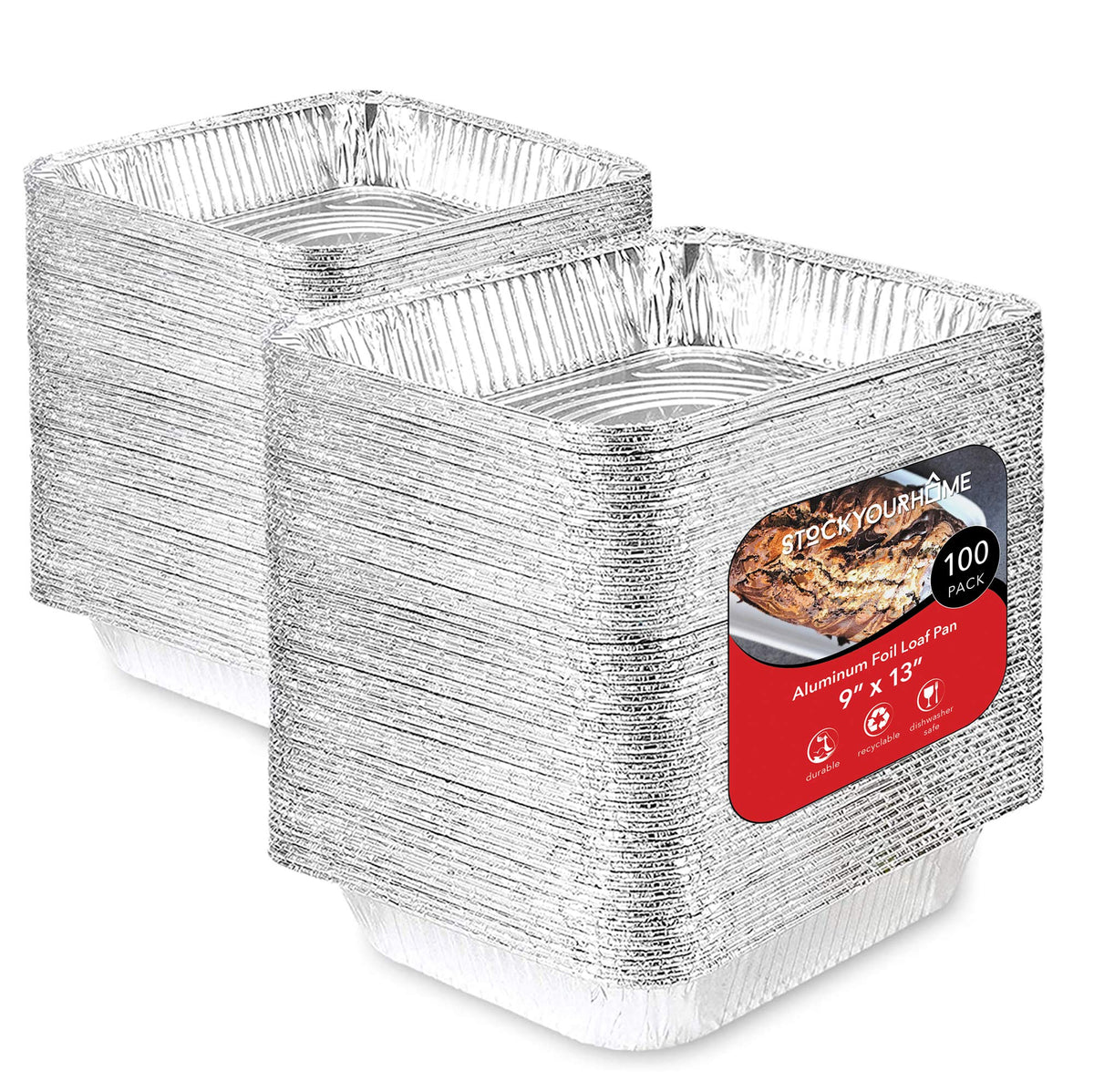 Stock Your Home Aluminum Pans 9x13 Disposable Foil Pans (30 Pack) - Half Size Steam Table Deep Trays - Tin Foil Pans Great for Cooking, Heating, Storing, Prepping Food