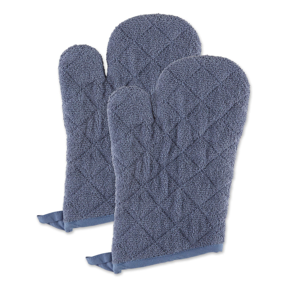 DII Basic Terry Collection 100% Cotton Quilted, Oven Mitt, Nautical Blue, 2 Piece