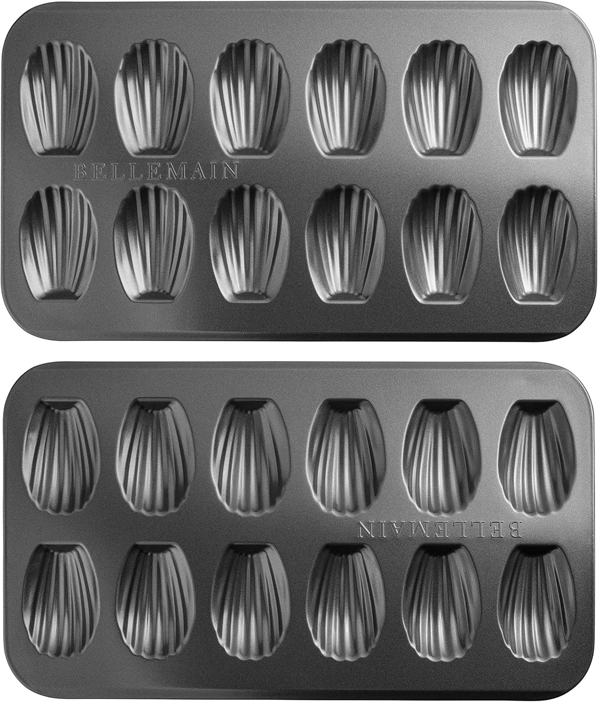Bellemain Nonstick Madeleine Pans, 12-Cavity Carbon Steel, 2-Pack