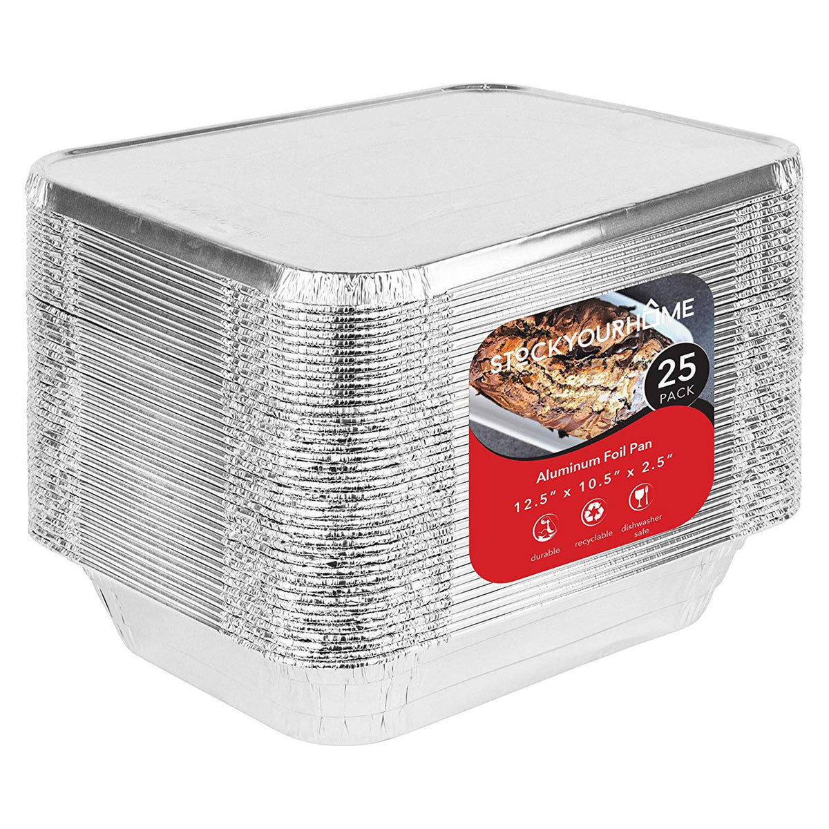 Stock Your Home Aluminum Pans 9x13 Disposable Foil Pans (30 Pack) - Half Size Steam Table Deep Trays - Tin Foil Pans Great for Cooking, Heating, Storing, Prepping Food