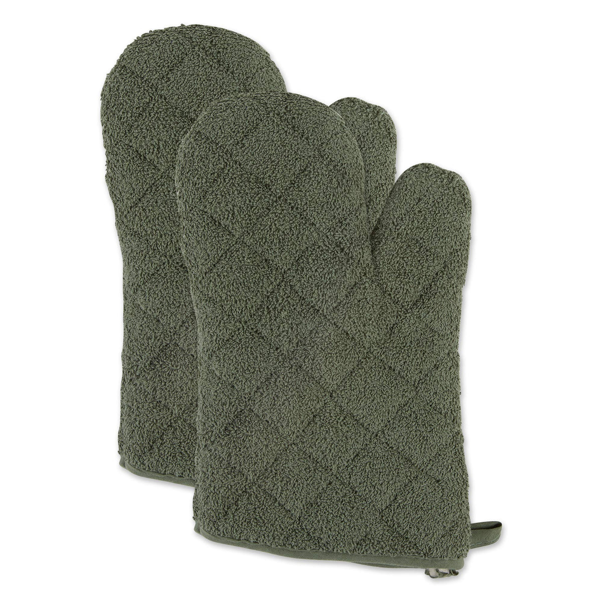 DII Basic Terry Collection 100% Cotton Quilted, Oven Mitt, Nautical Blue, 2 Piece