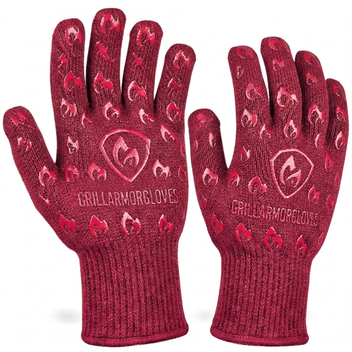 Oven Gloves with Fingers - 932°F Extreme Heat Proof and Cut Resistant Mitts for Kitchen, BBQ, Grill, Baking, Fire Pit - EN407 Certified with Non-Slip Silicone Grip and Cotton Lined for Comfort