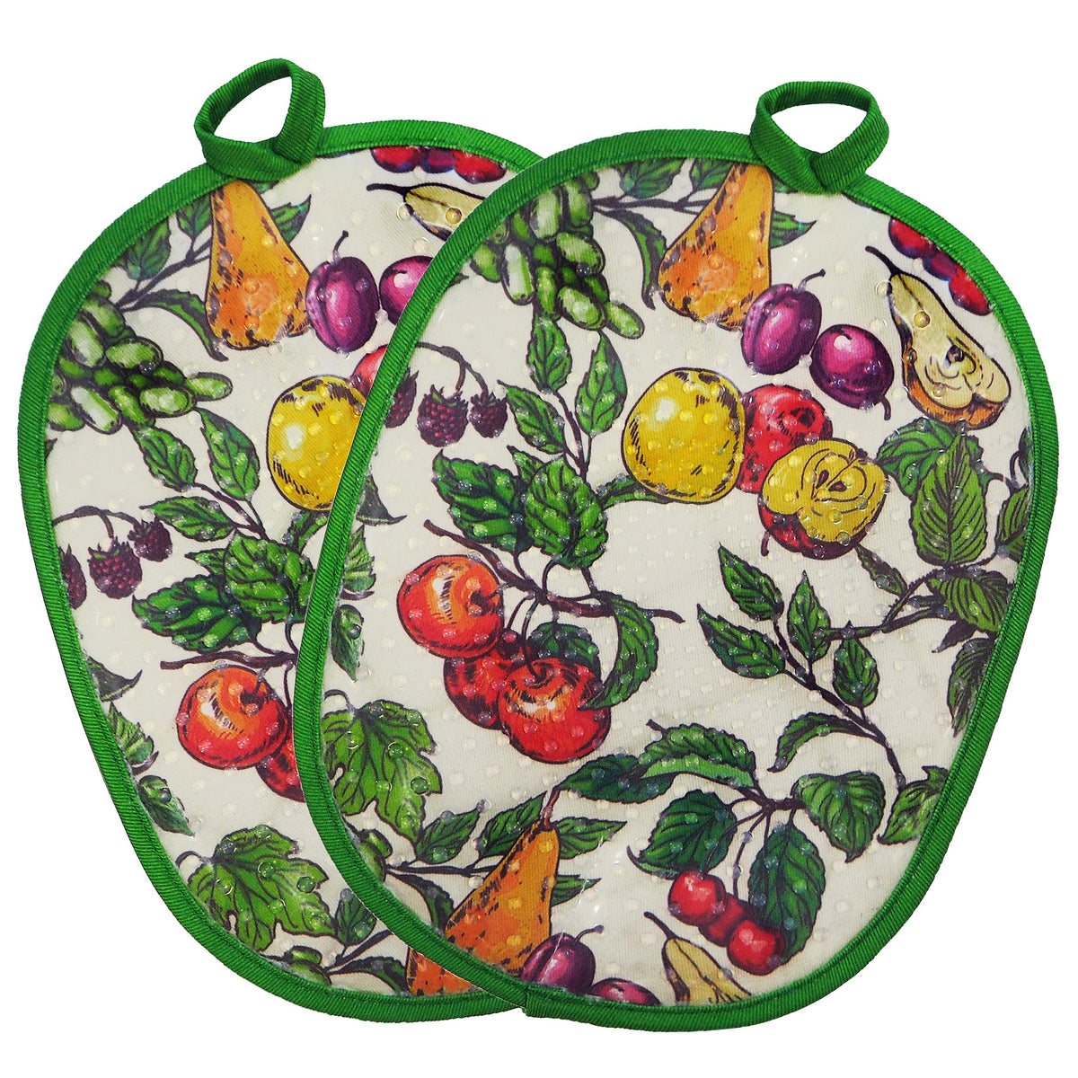 Oven Mitts with Transparent Clear Silicone Shell and Nice Friut Flower Printing